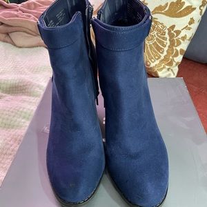 Blue suede booties